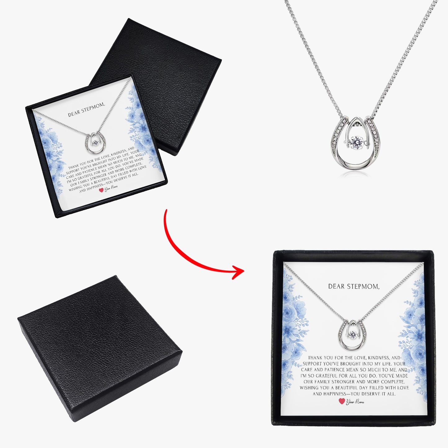 Horseshoe Necklace with Gift Box - To Step Mother - furevermama