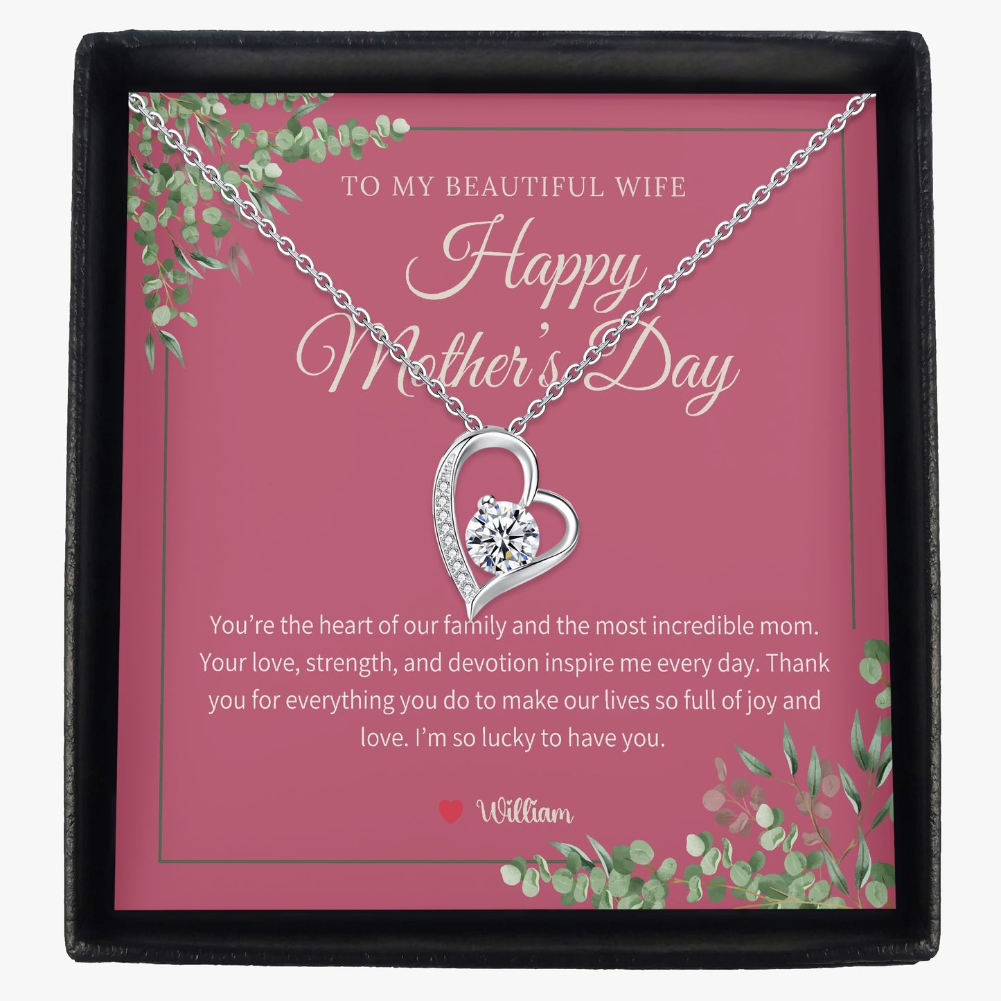 Zirconia Necklace with Gift Box - To My Beautiful Wife - furevermama