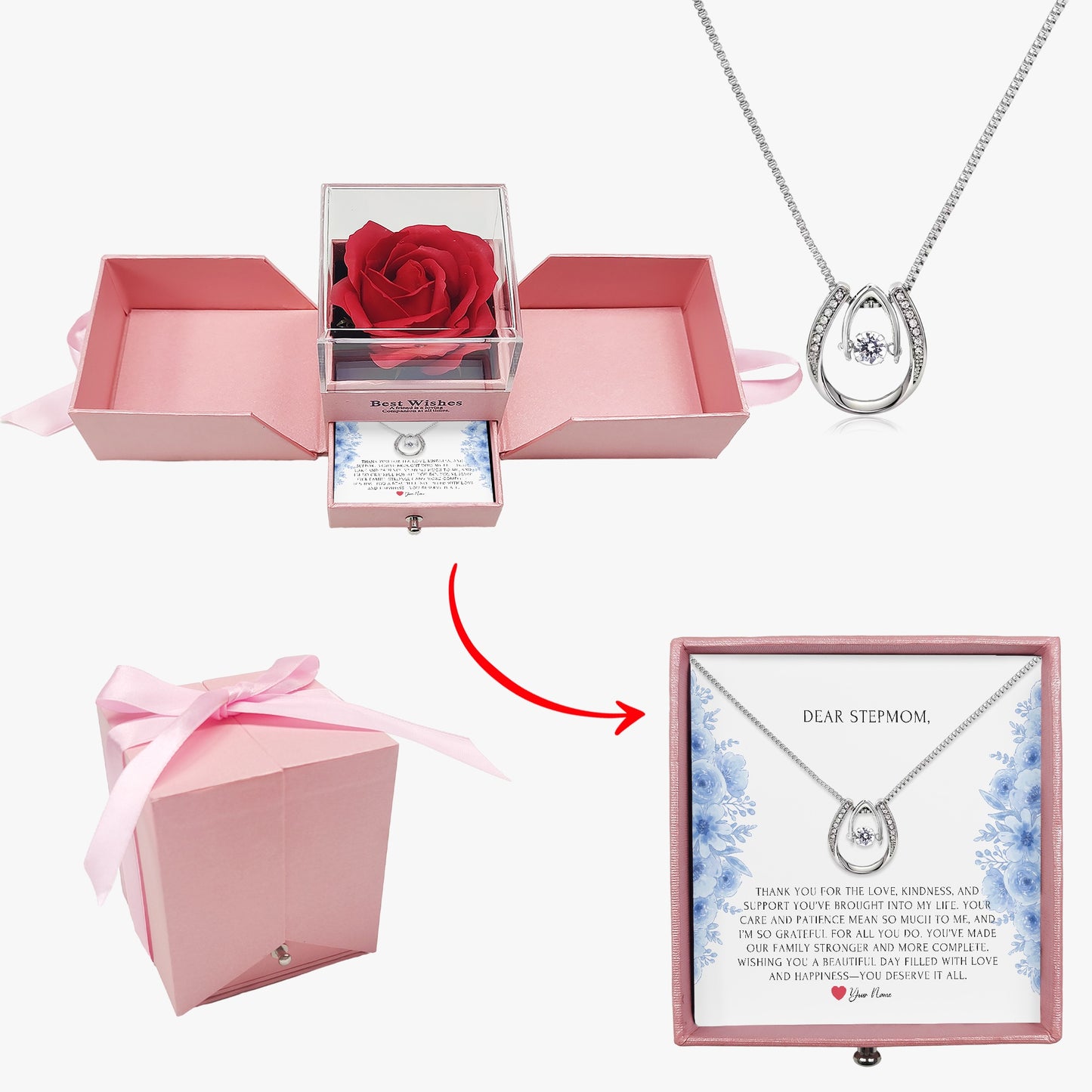 Horseshoe Necklace with Gift Box - To Step Mother - furevermama