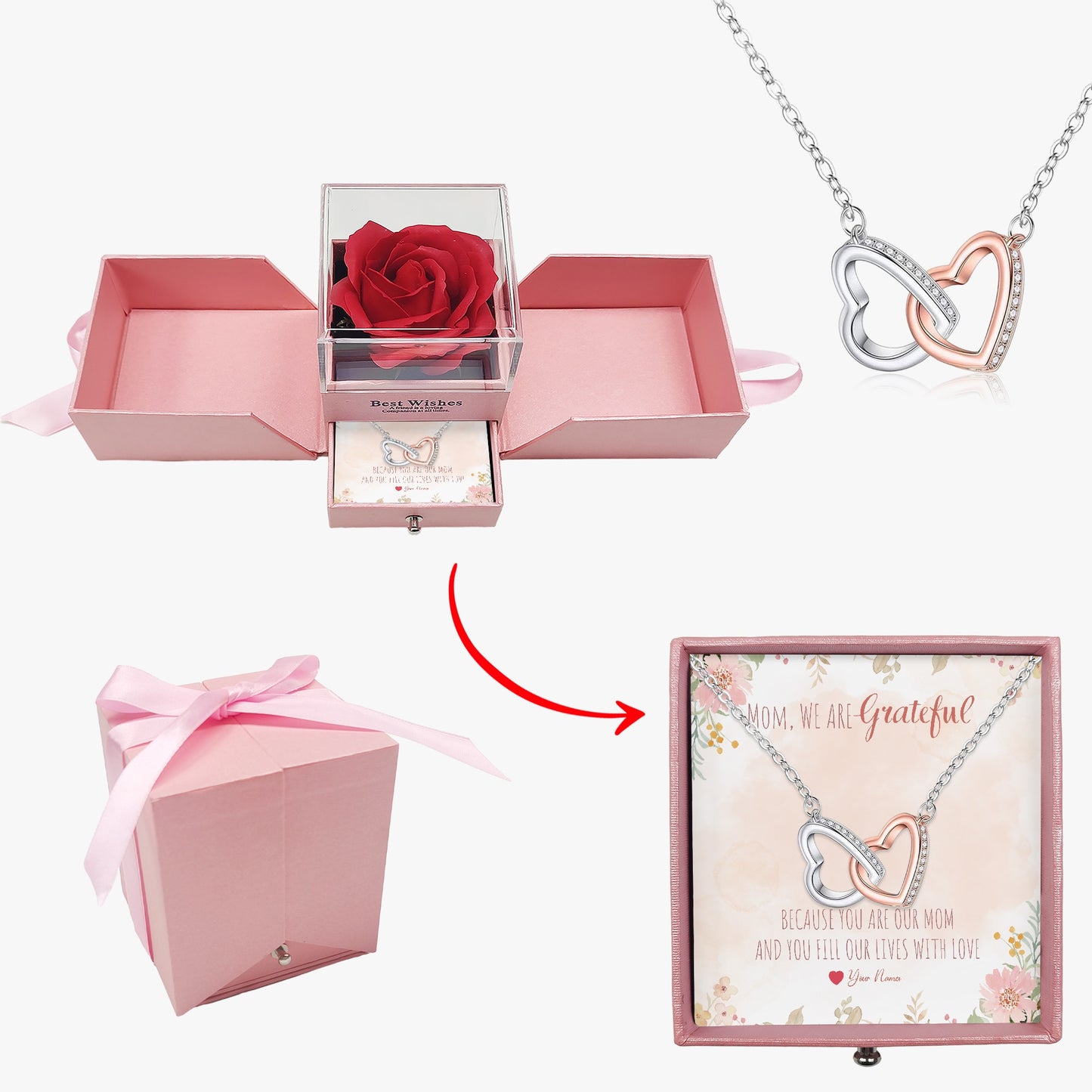 Connected Hearts Necklace With Mother's Gift Card - furevermama