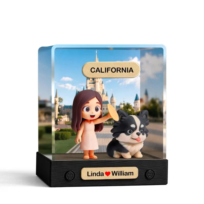 Custom Figure with Decoration Box - Human & Pet Welcome