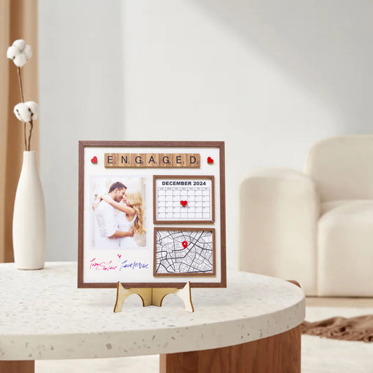 Wooden Photo Frame - Personalised Engagement Gift - furevermama