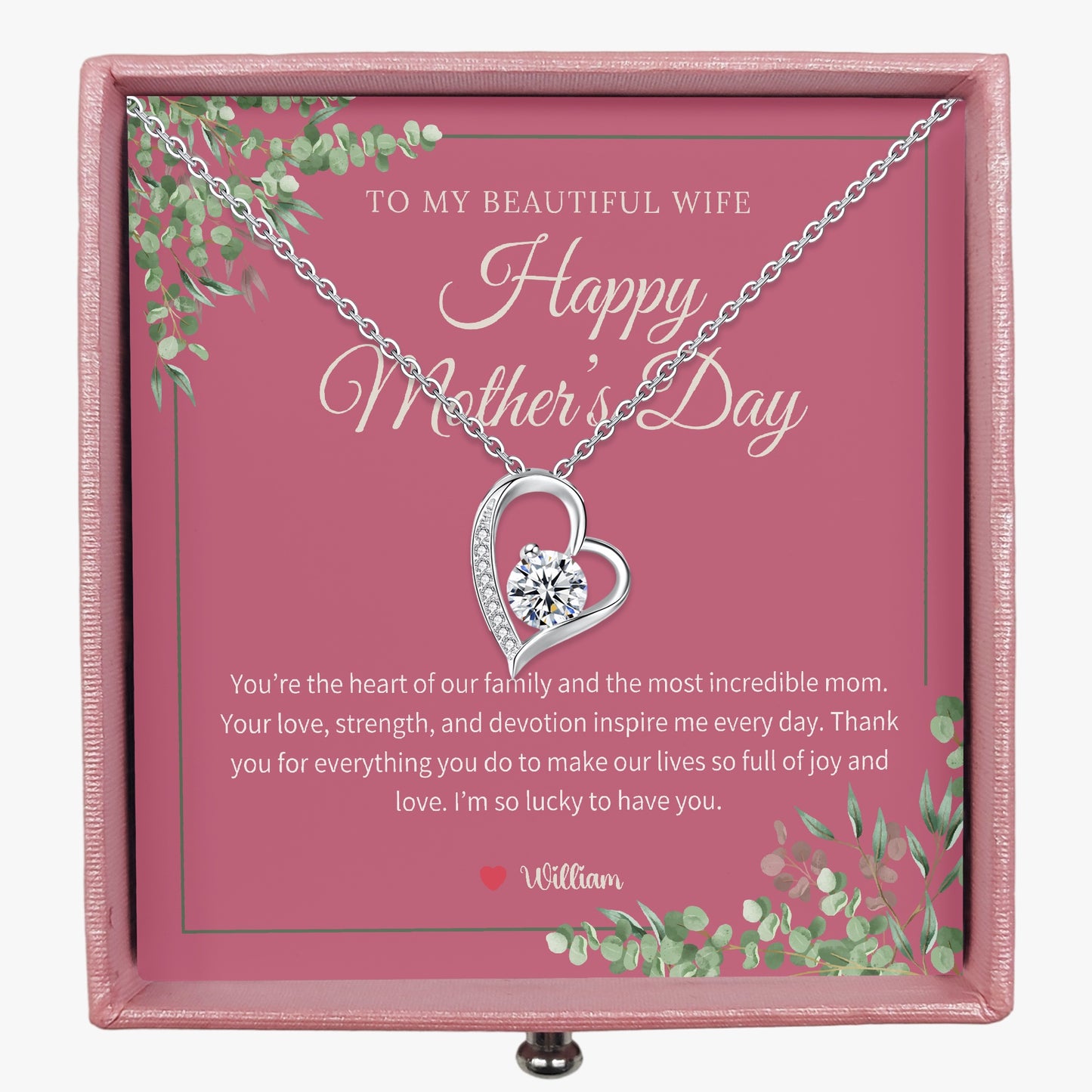 Zirconia Necklace with Gift Box - To My Beautiful Wife - furevermama