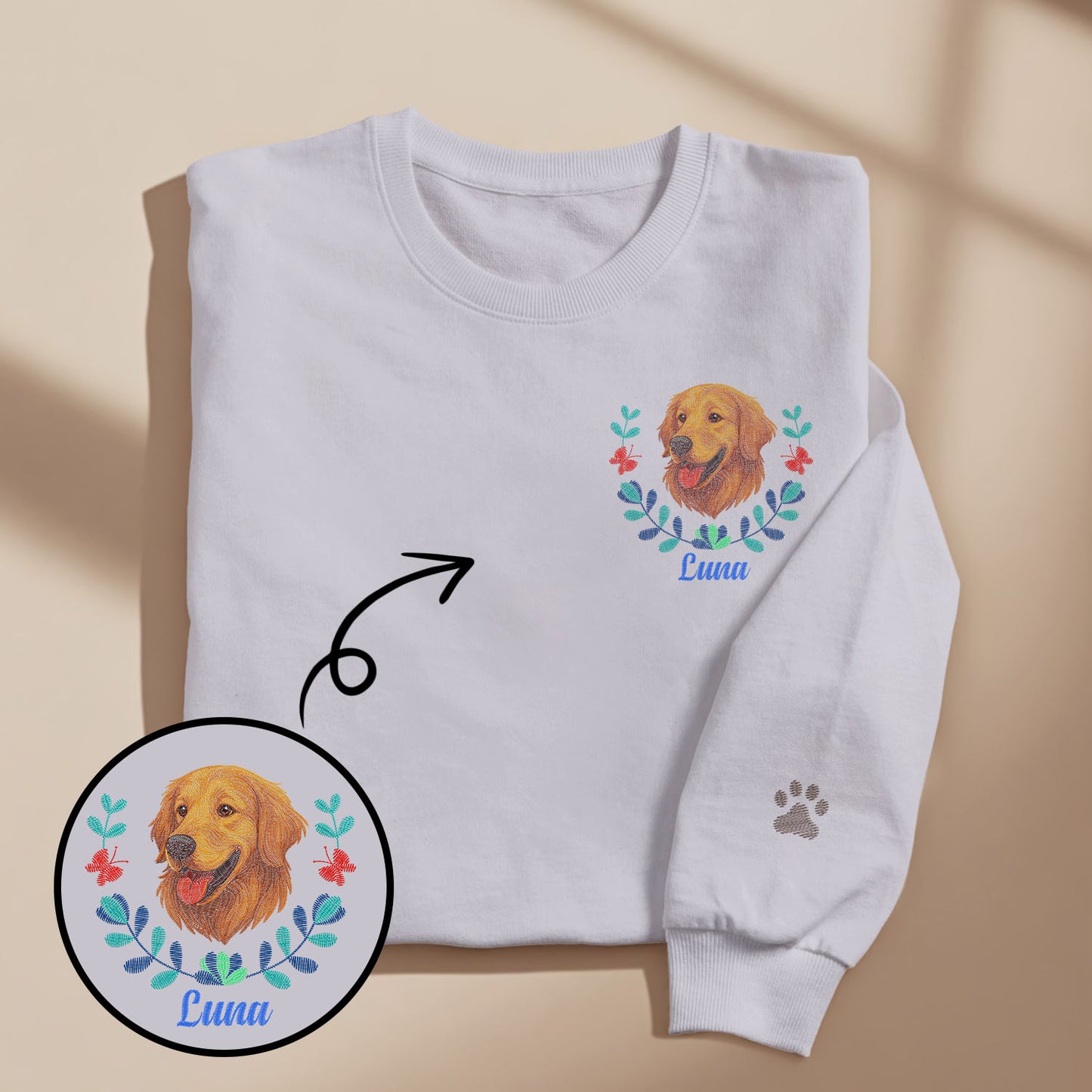 Custom Pet Embroidered Sweatshirt