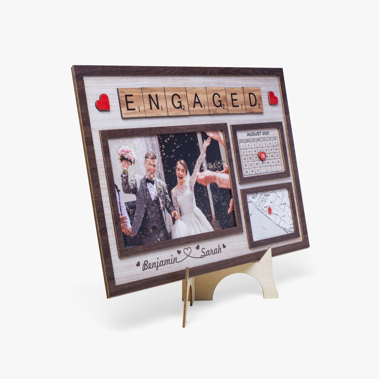 Wooden Photo Frame - Personalised Engagement Gift - furevermama