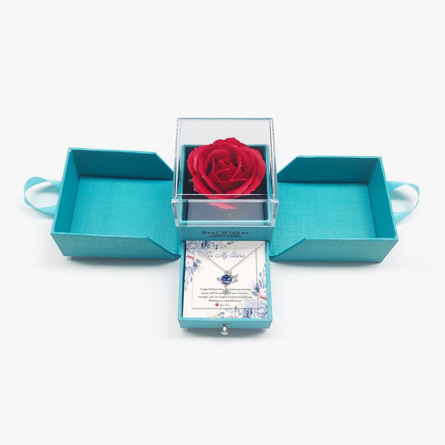 Moon and Star Necklace with Gift Box - For Sister - furevermama