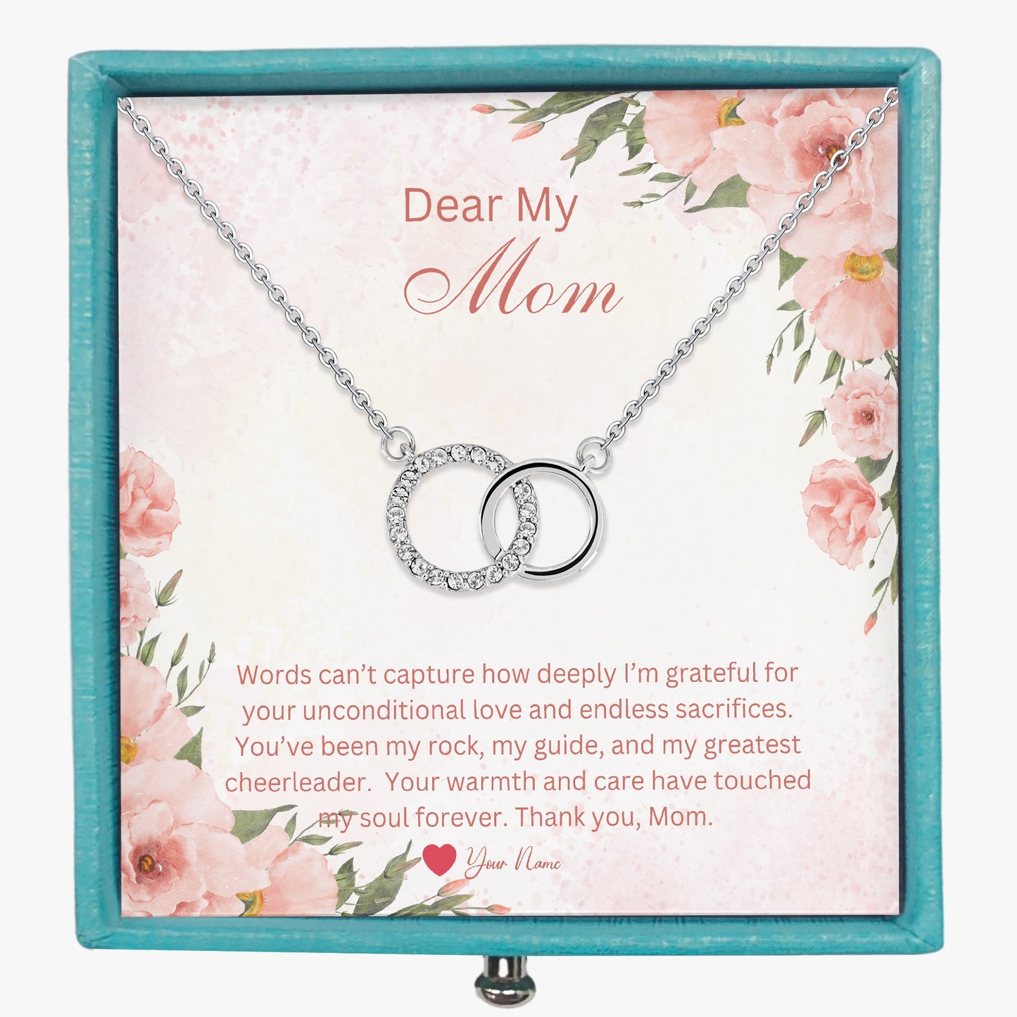 Interlocking Necklace For Mom - Custom Name On Message Card - furevermama