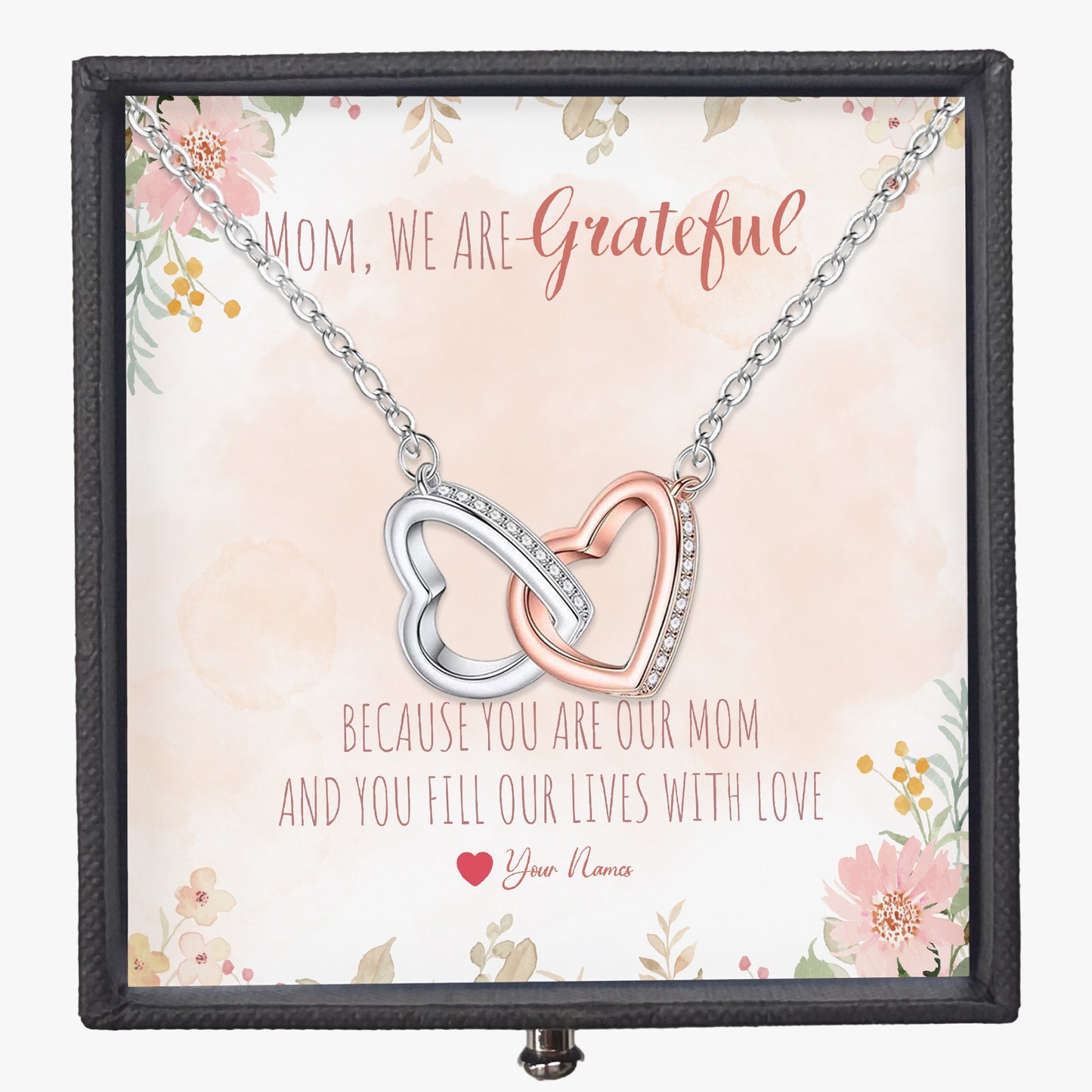Connected Hearts Necklace With Mother's Gift Card - furevermama