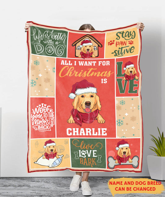 All I want For Christmas Is My Dog - Personalized Dog Fleece Blanket - furevermama