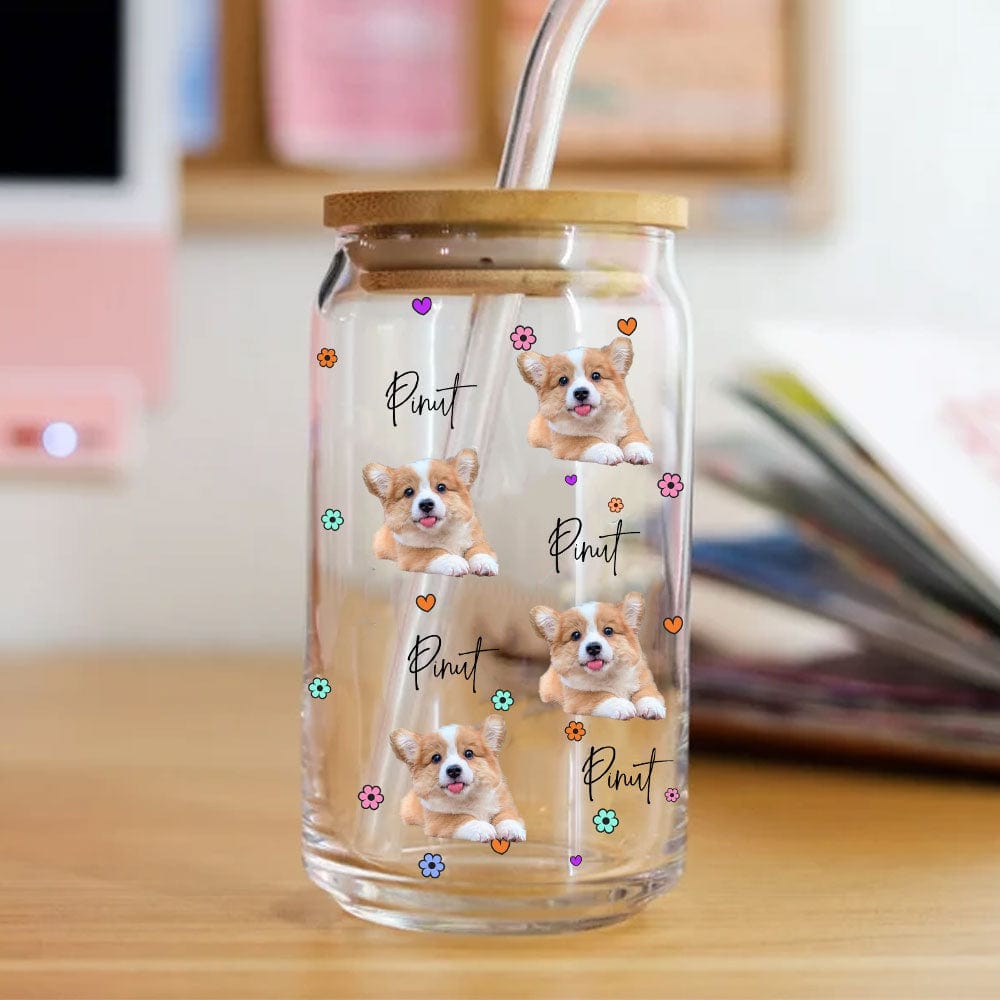 Dog Mom Vibes - Personalized Photo Glass Bottle - Gift For Dog Lover