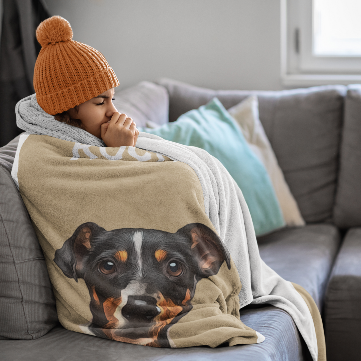 Custom Pet Portrait Color Background Velveteen Plush Blanket - furevermama