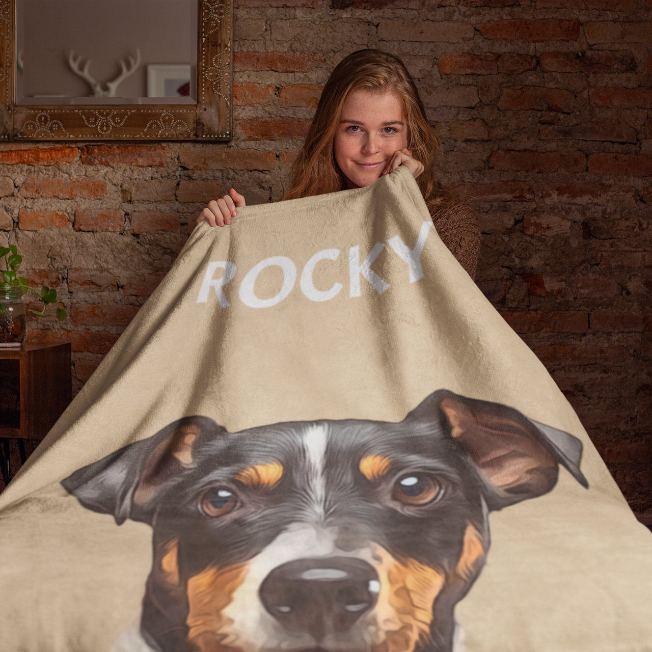 Custom Pet Portrait Color Background Velveteen Plush Blanket - furevermama