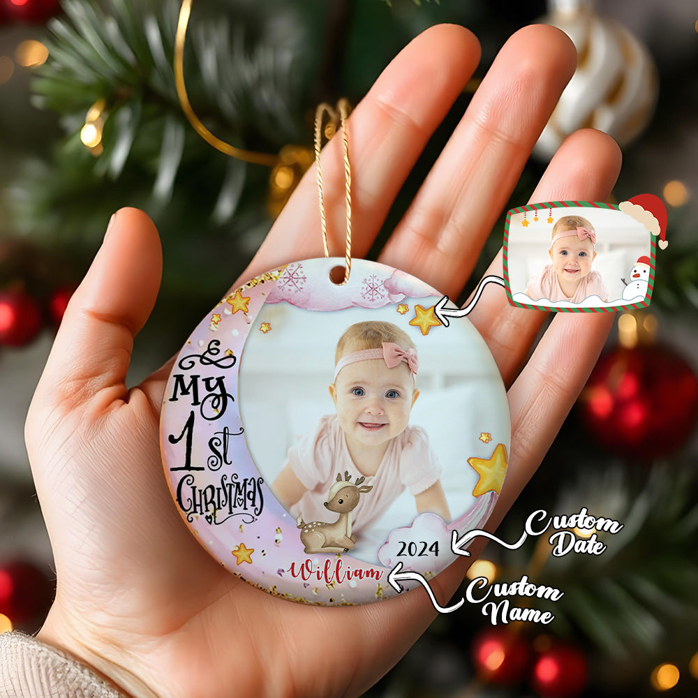 Baby's First Christmas Ornament - Personalised Photo Gift for Baby - furevermama