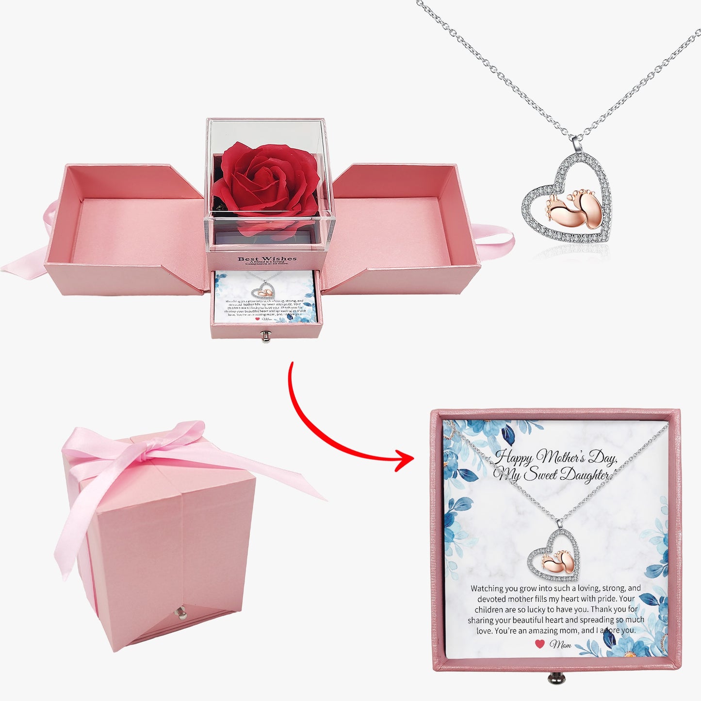 Baby Feet Necklace with Gift Box - Mother to Daughter - Mother's Day - furevermama