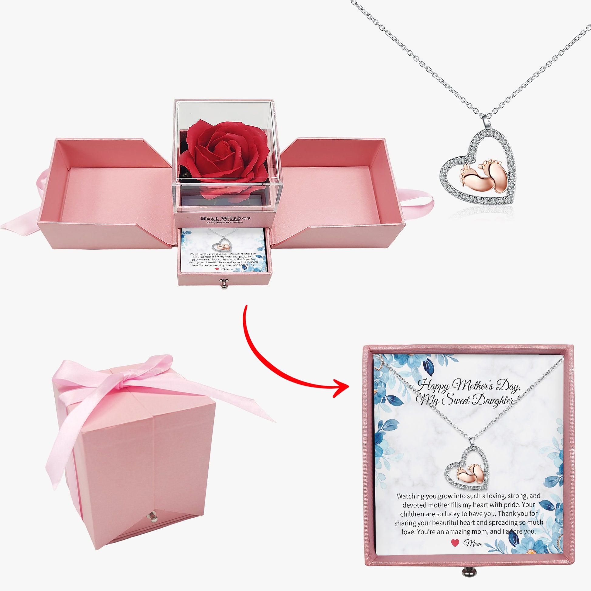 Baby Feet Necklace with Gift Box - Mother to Daughter - Mother's Day - furevermama