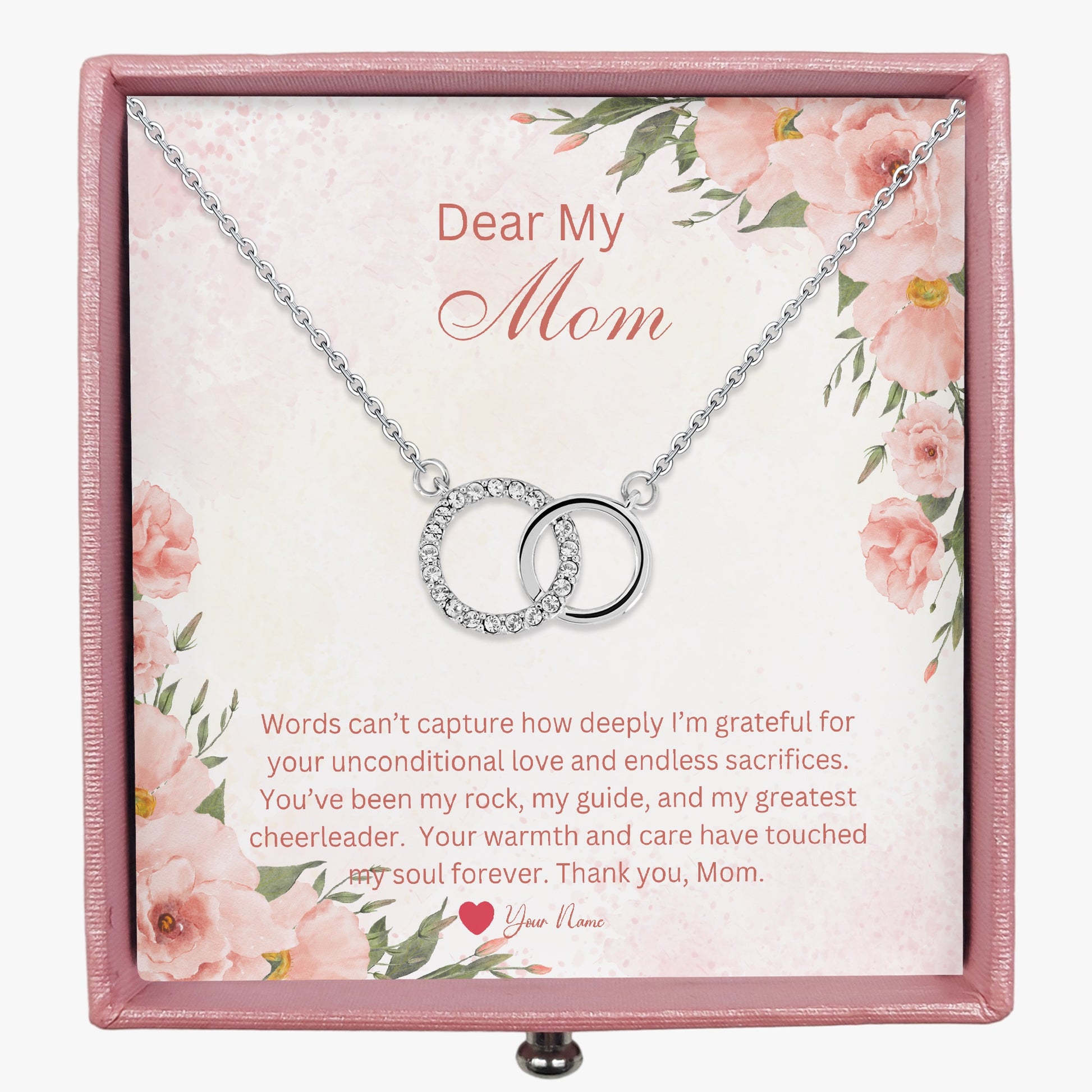 Interlocking Necklace For Mom - Custom Name On Message Card - furevermama