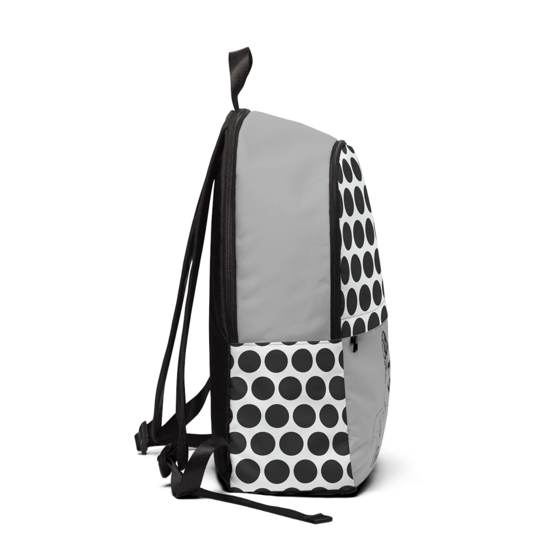Backpack with Custom Pet Sketch and Circle Pattern Design - furevermama