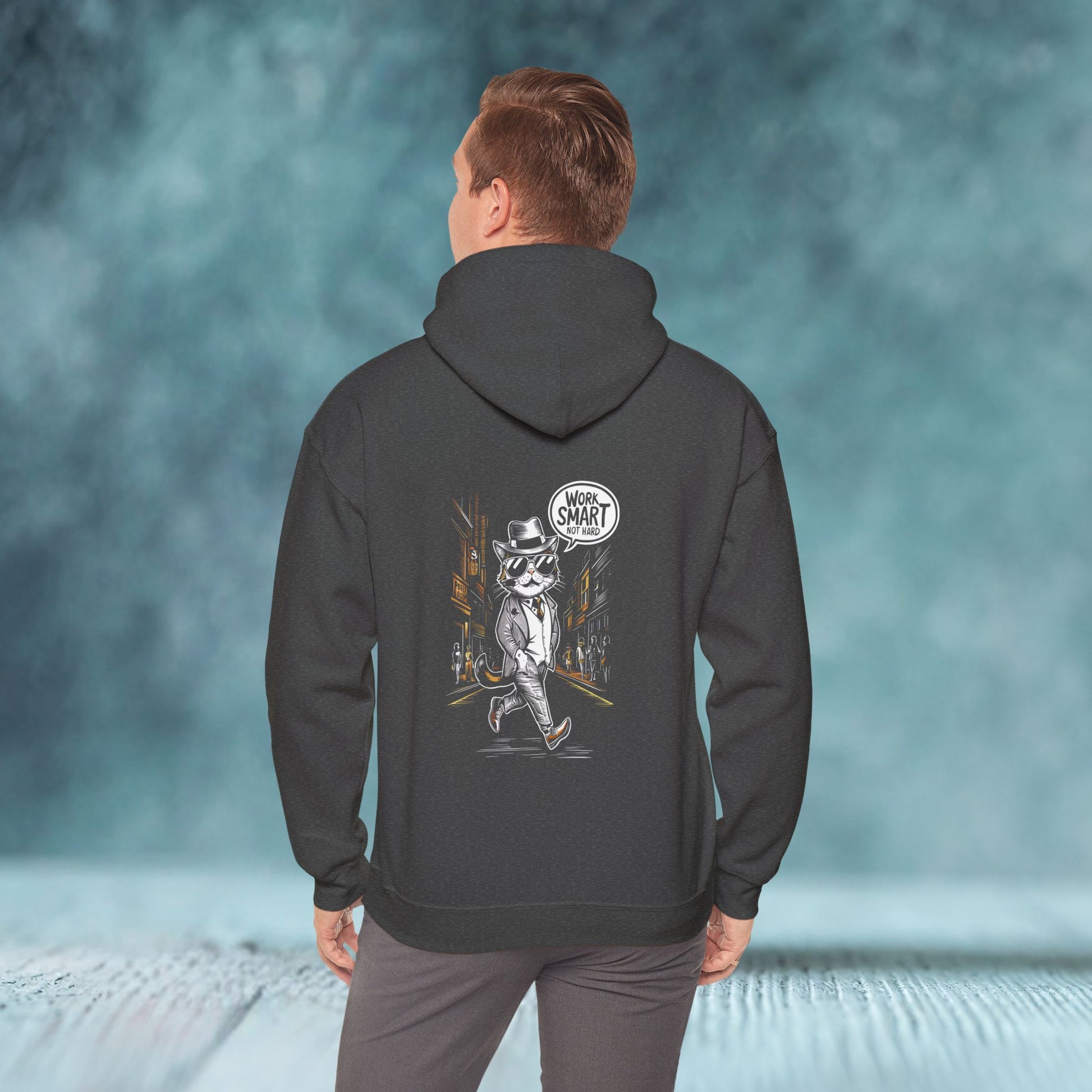 Cat Work Smart Hoodie (Back Print) - furevermama