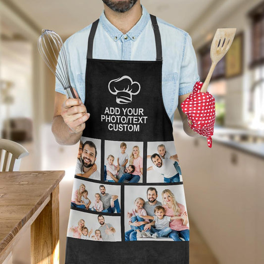 Personalized Photo Apron Custom Text Kitchen Cooking Chef Apron for Men Women - furevermama