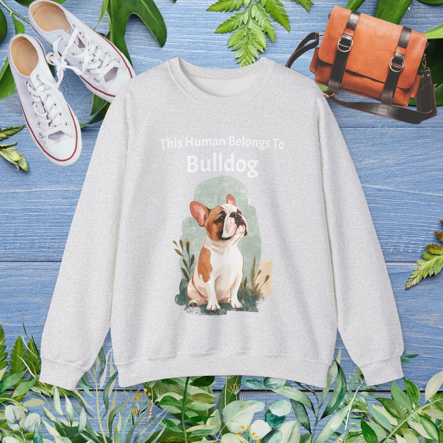 This Human Belongs To Bulldog Unisex Sweatshirt - furevermama