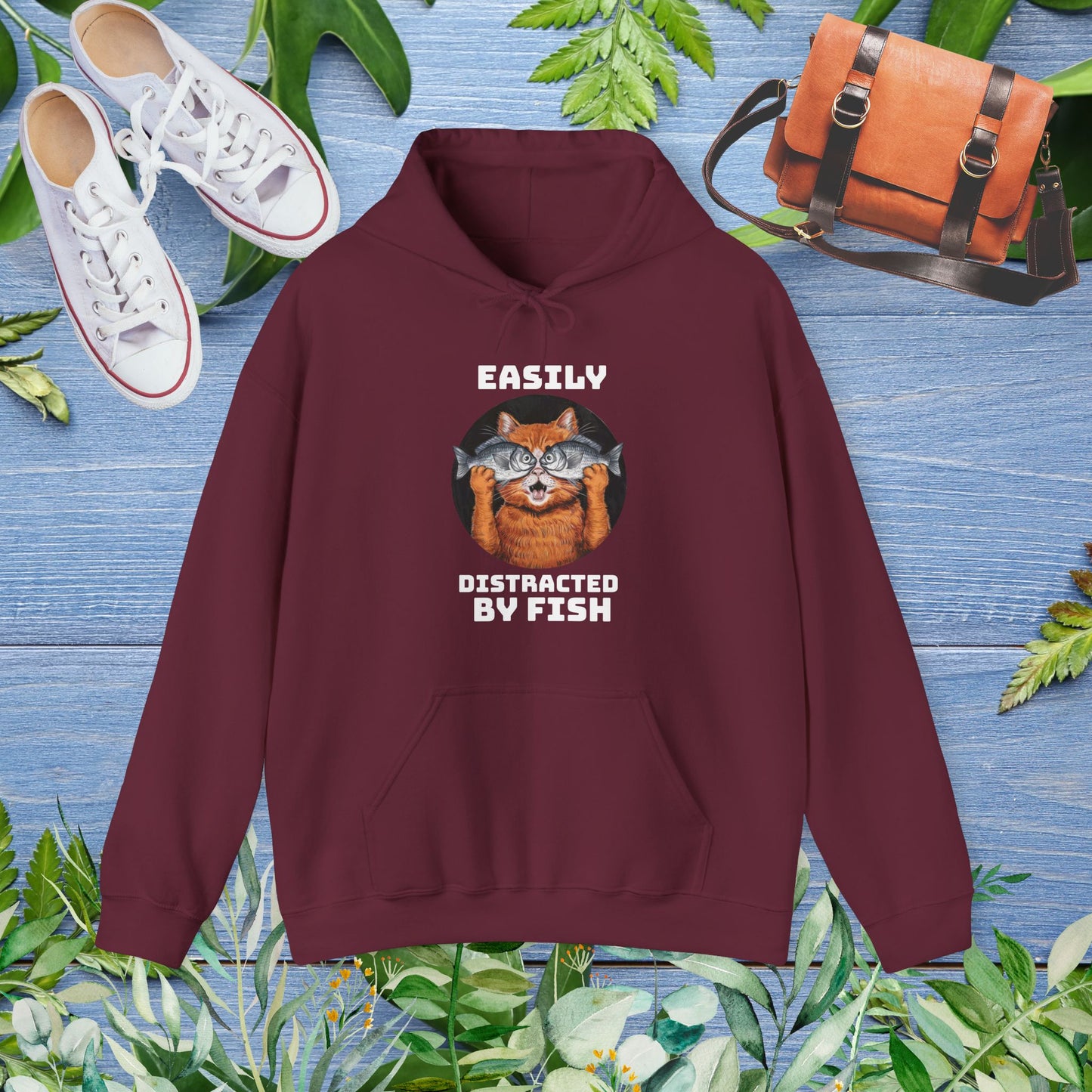 Easily Distracted by Fish, Cat Hoodie - furevermama