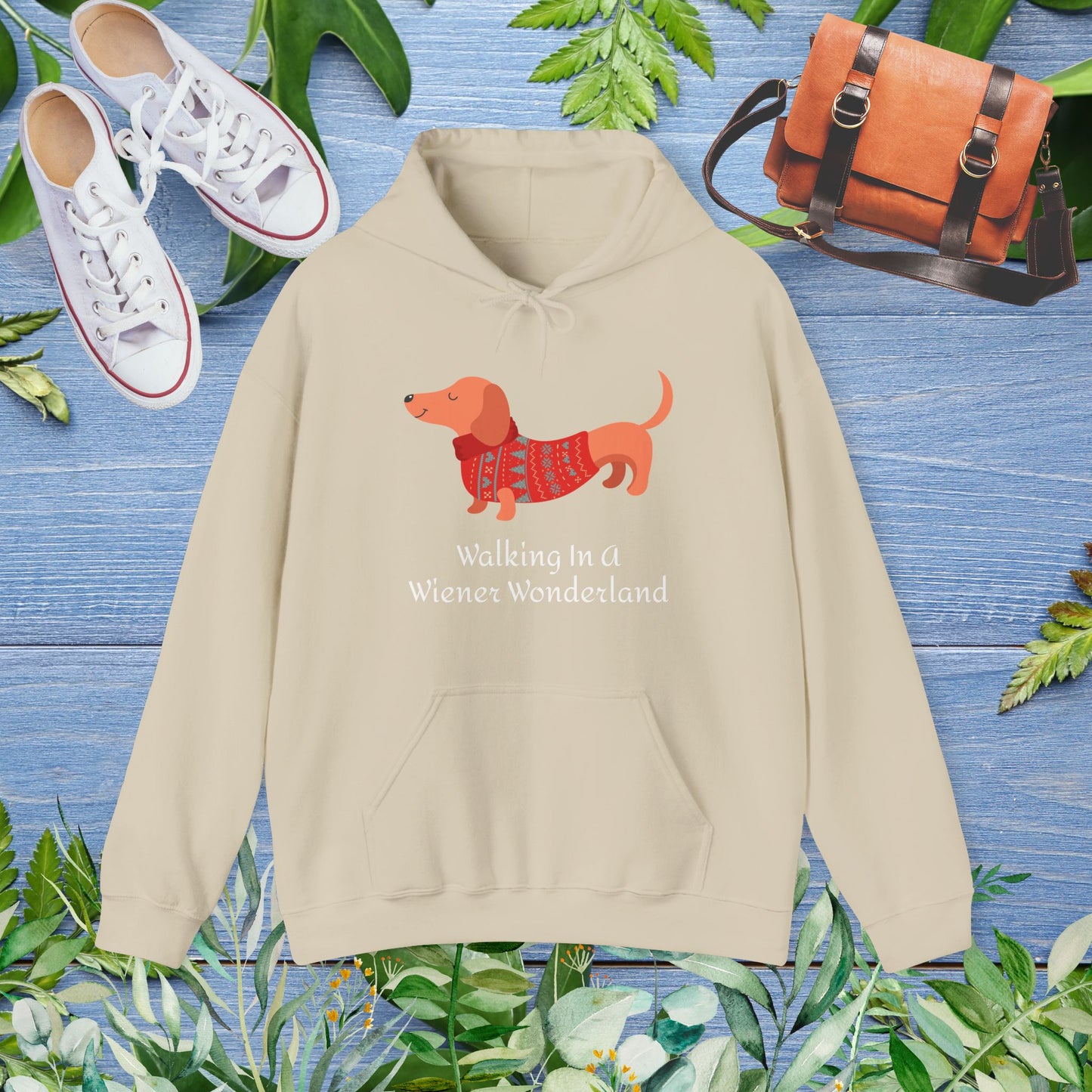 Dachshund Hoodie - Walking In A Wiener Wonderland - Unisex - furevermama
