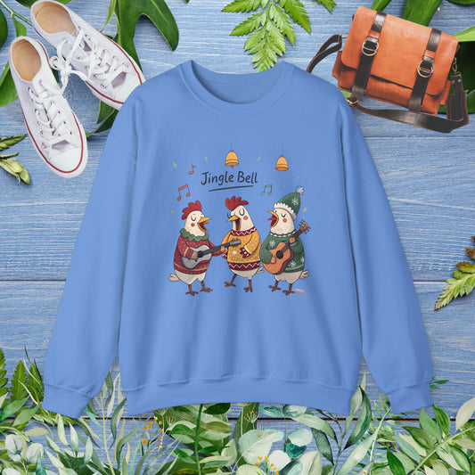 Funny Hens Singing Jingle Bell Crewneck Sweatshirt - furevermama