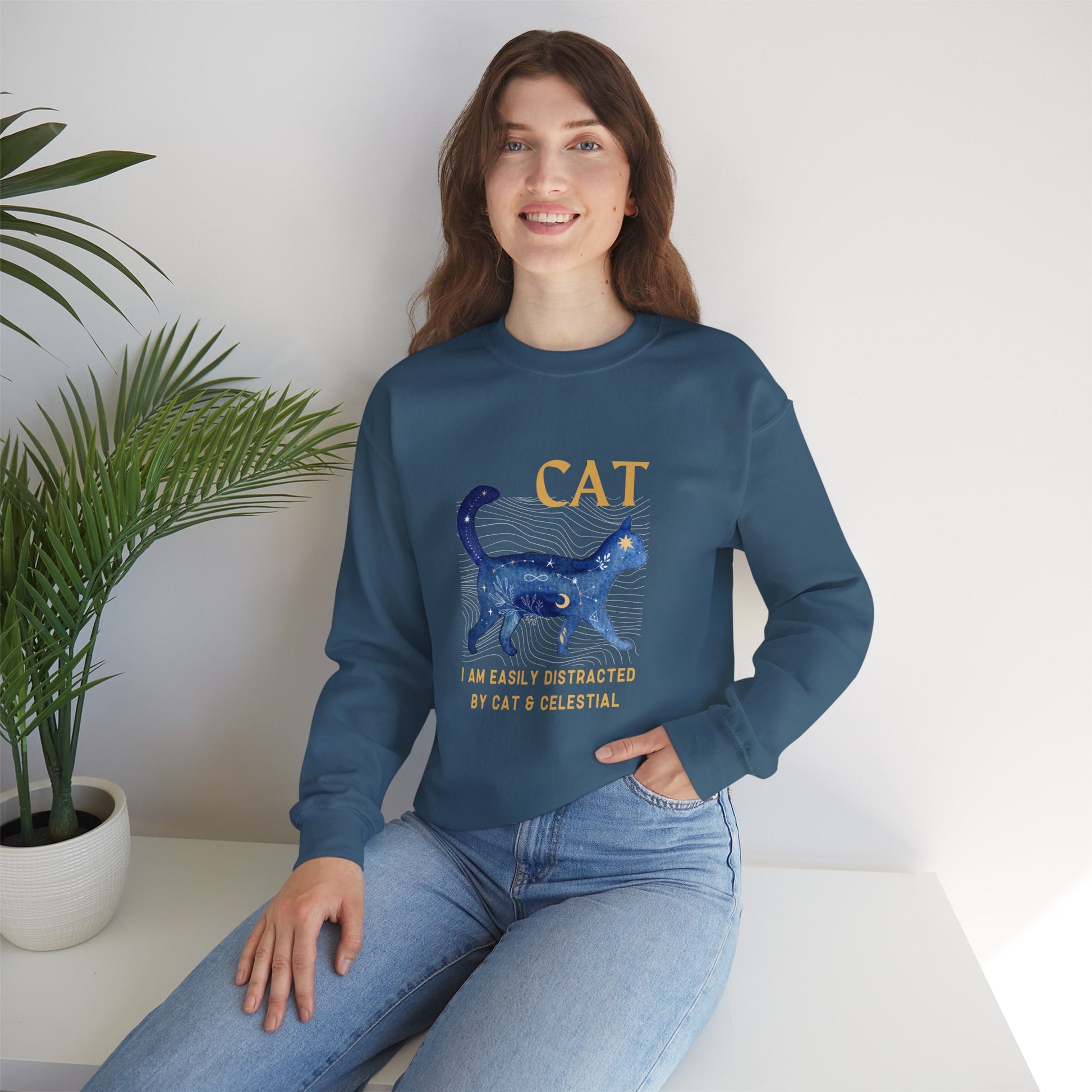 Cat and Celestial Crewneck Sweatshirt - furevermama