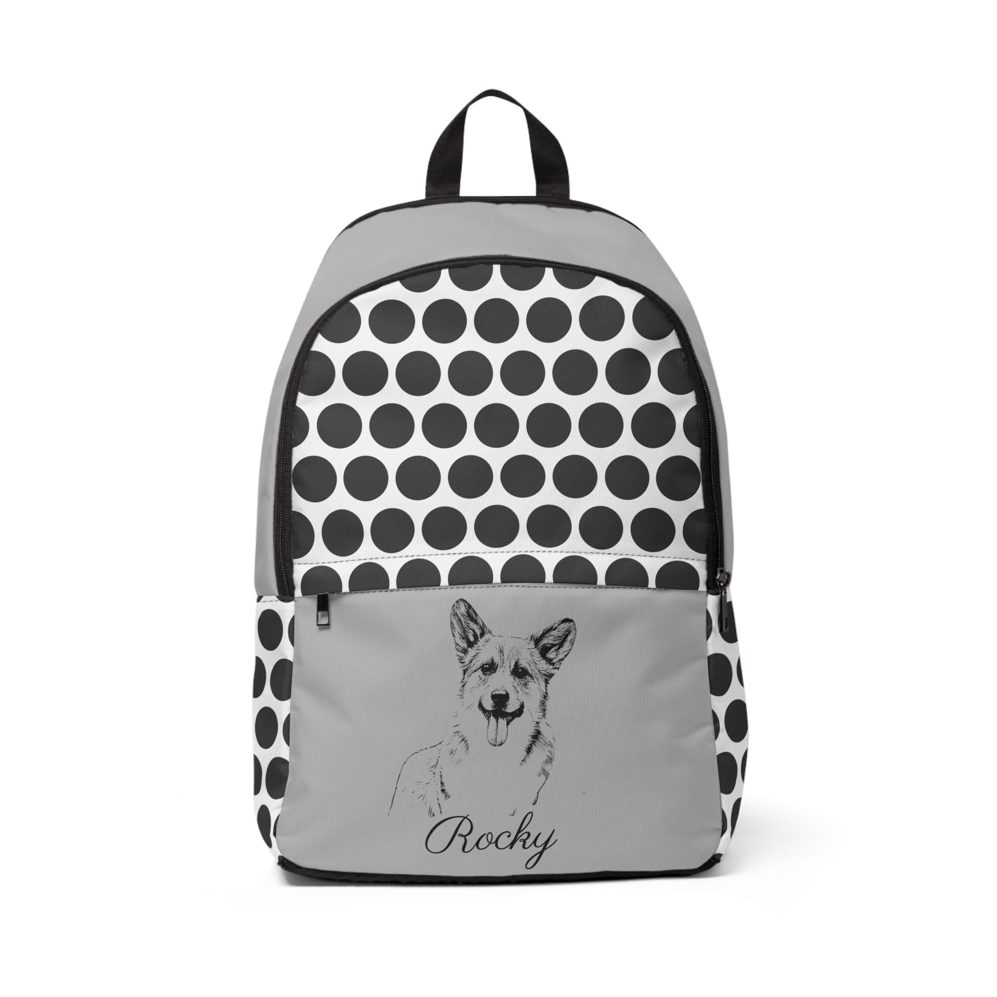 Backpack with Custom Pet Sketch and Circle Pattern Design - furevermama