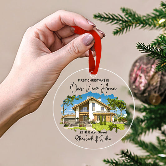 Personalized New Home Photo Hanging Ornament - Custom Watercolor Housewarming Gift - furevermama
