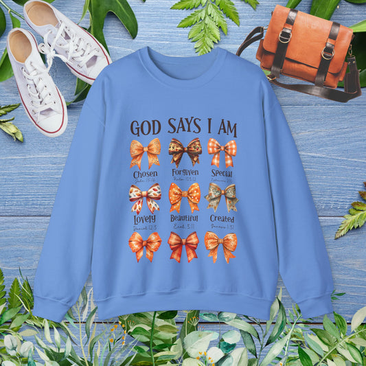 God Says I Am Crewneck Sweatshirt - furevermama