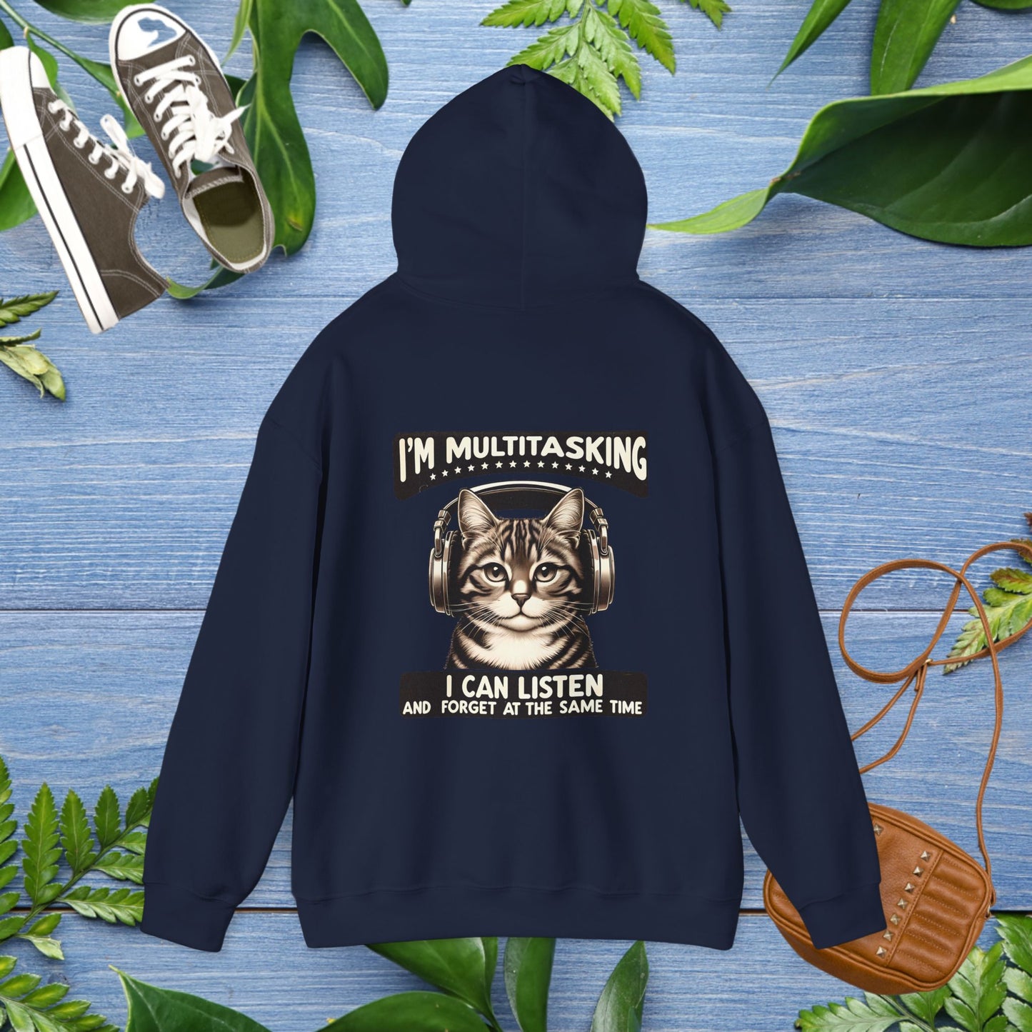 Multitasking Cat Unisex Hoodie (Back Printing) - furevermama