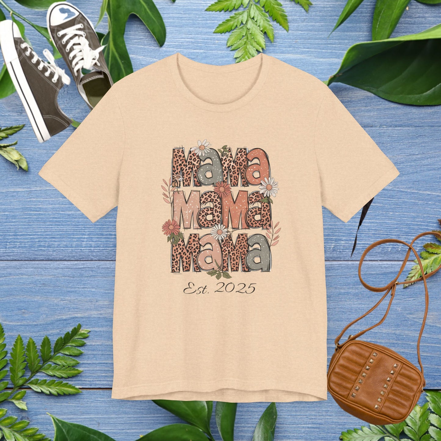 MaMa T-Shirt - Animal Skin Pattern - Peach