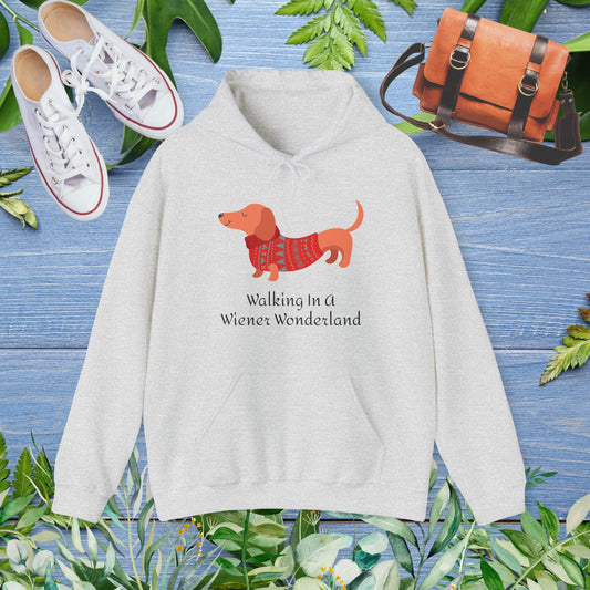 Dachshund Hoodie - Walking In A Wiener Wonderland - Unisex - furevermama