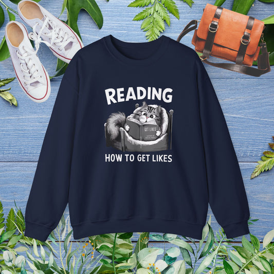 Cat Reading Book 'How to Get Like' Sweatshirt - furevermama