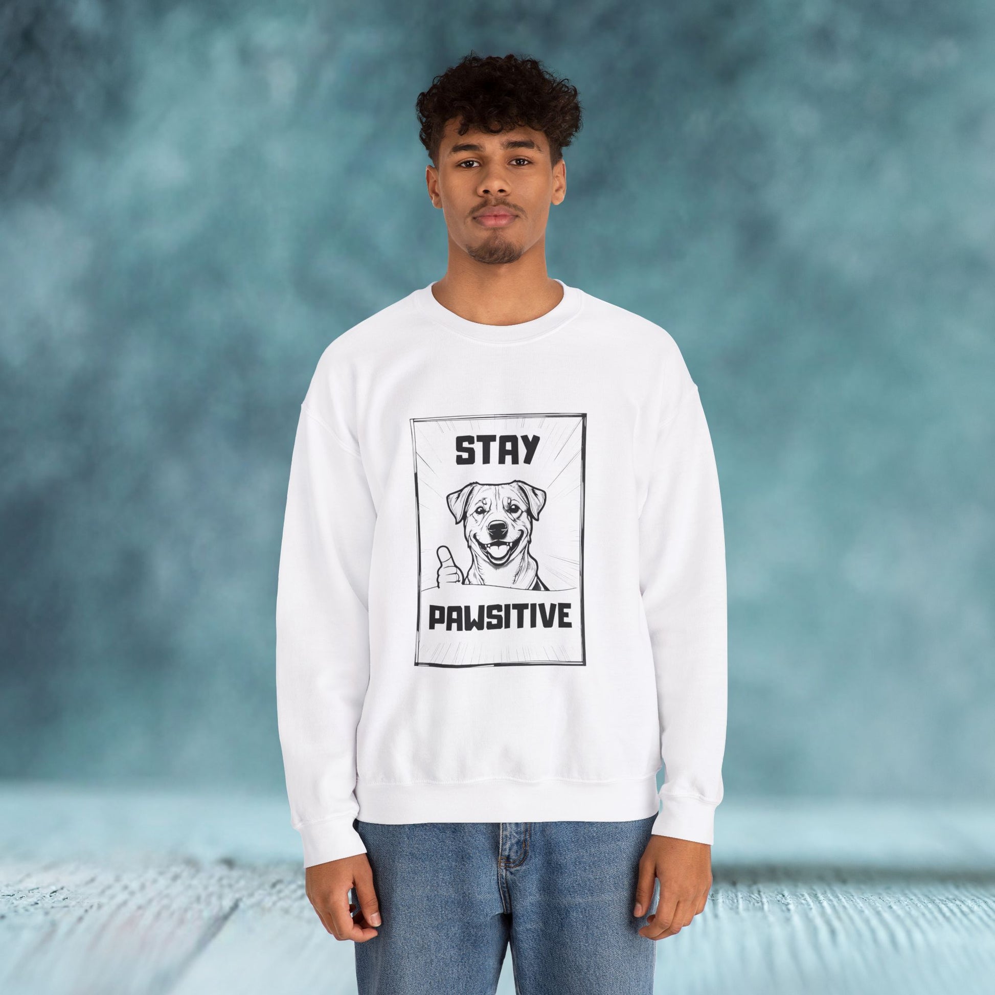 Stay Positive Unisex Crewneck Sweatshirt for Dog Lover - furevermama