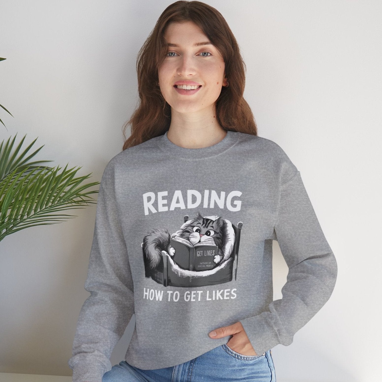 Cat Reading Book 'How to Get Like' Sweatshirt - furevermama