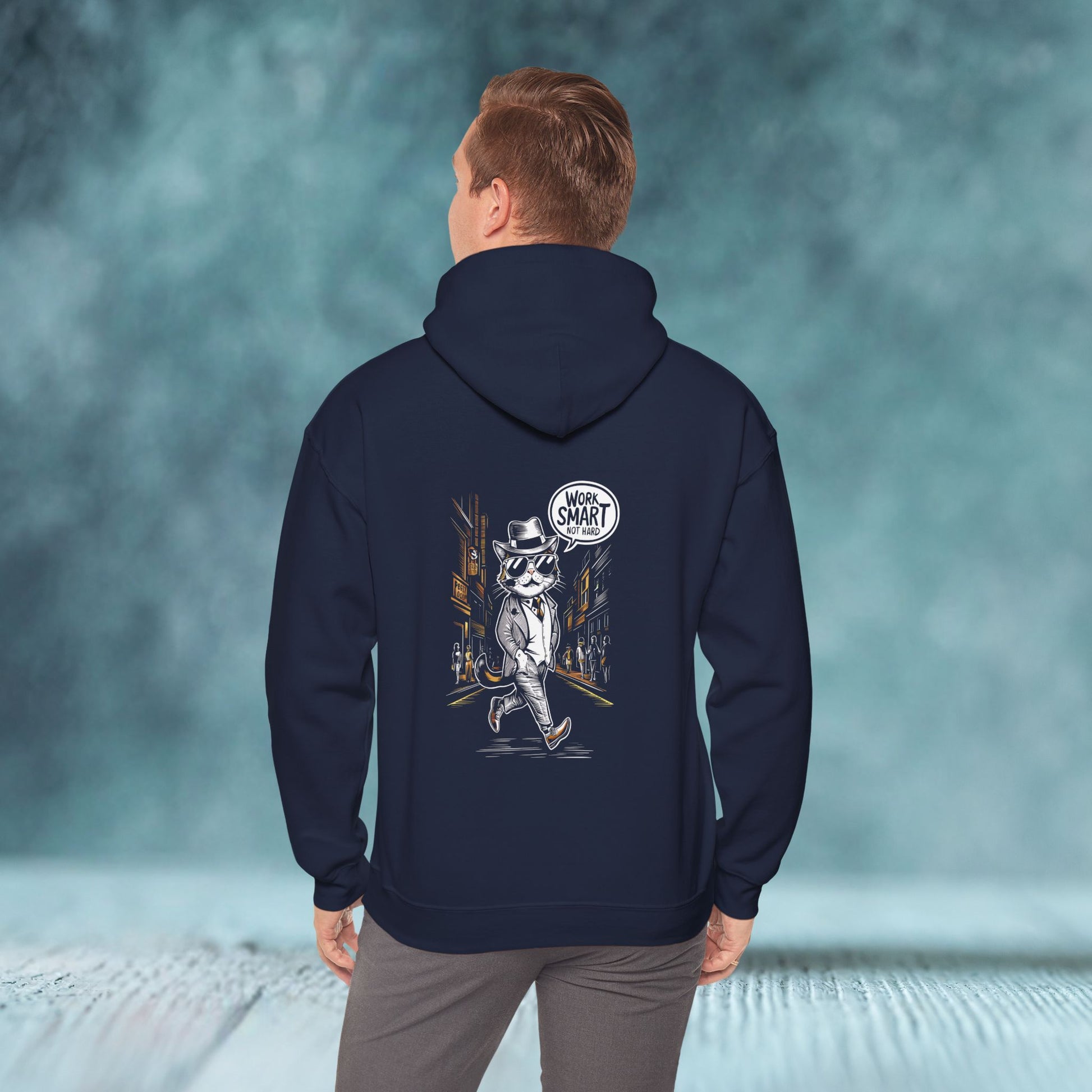 Cat Work Smart Hoodie (Back Print) - furevermama