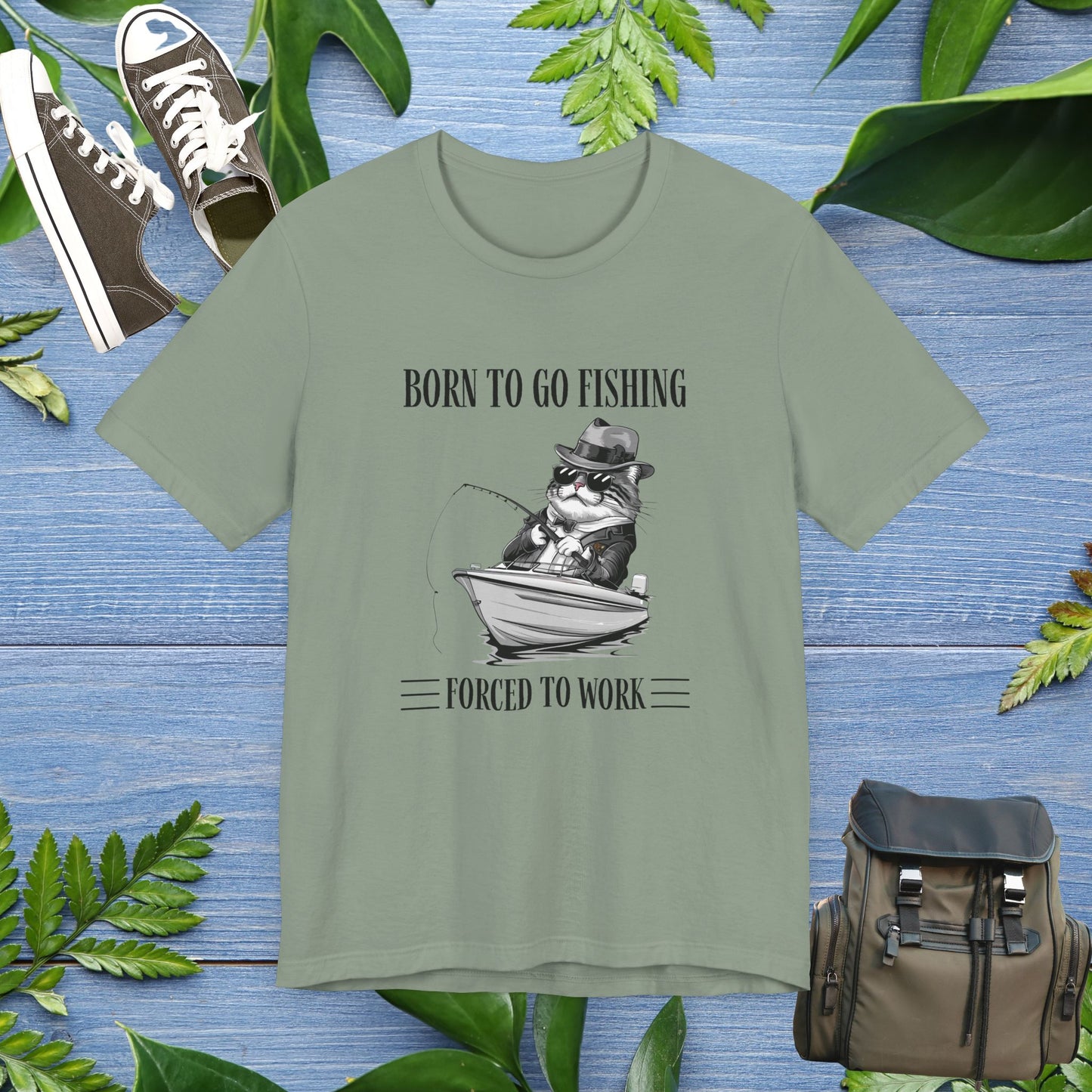 Born To Go Fishing T-Shirt, Cat Lover Fishing Lover T-Shirt - furevermama