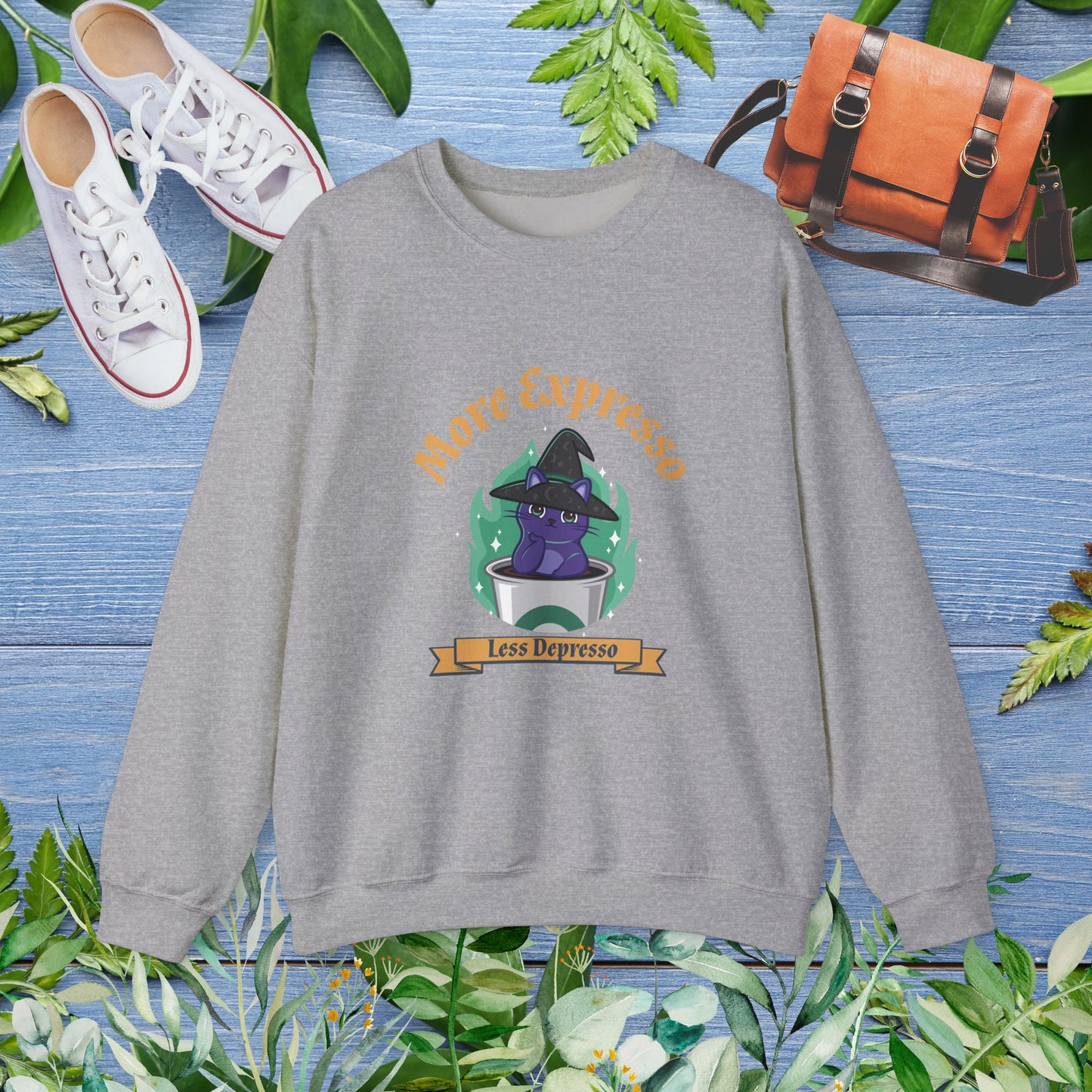 More Expresso Cat Crewneck Sweatshirt - furevermama