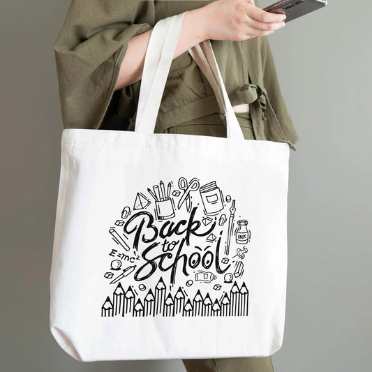 Back To School 100% Cotton Tote Bag (Single-sided Print)