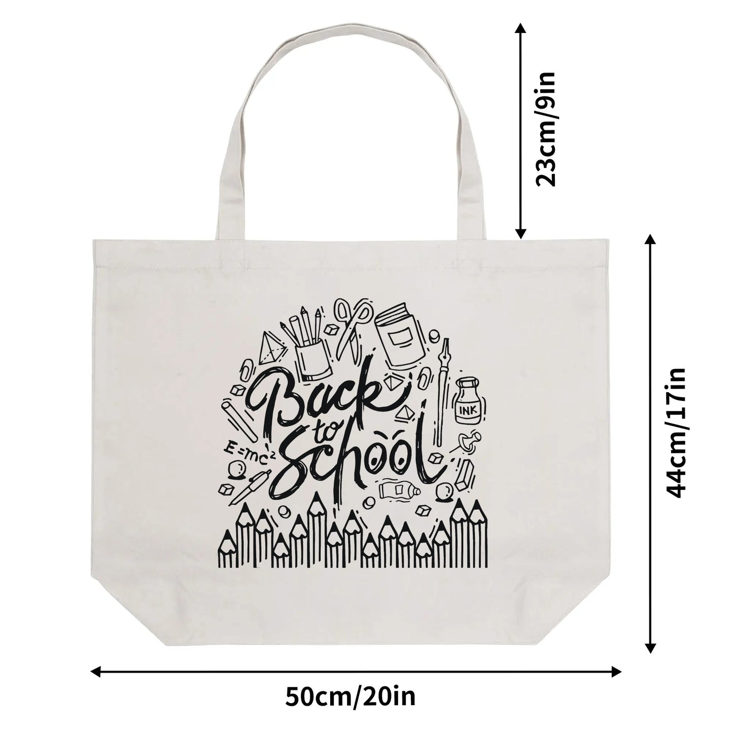Back To School 100% Cotton Tote Bag (Single-sided Print)