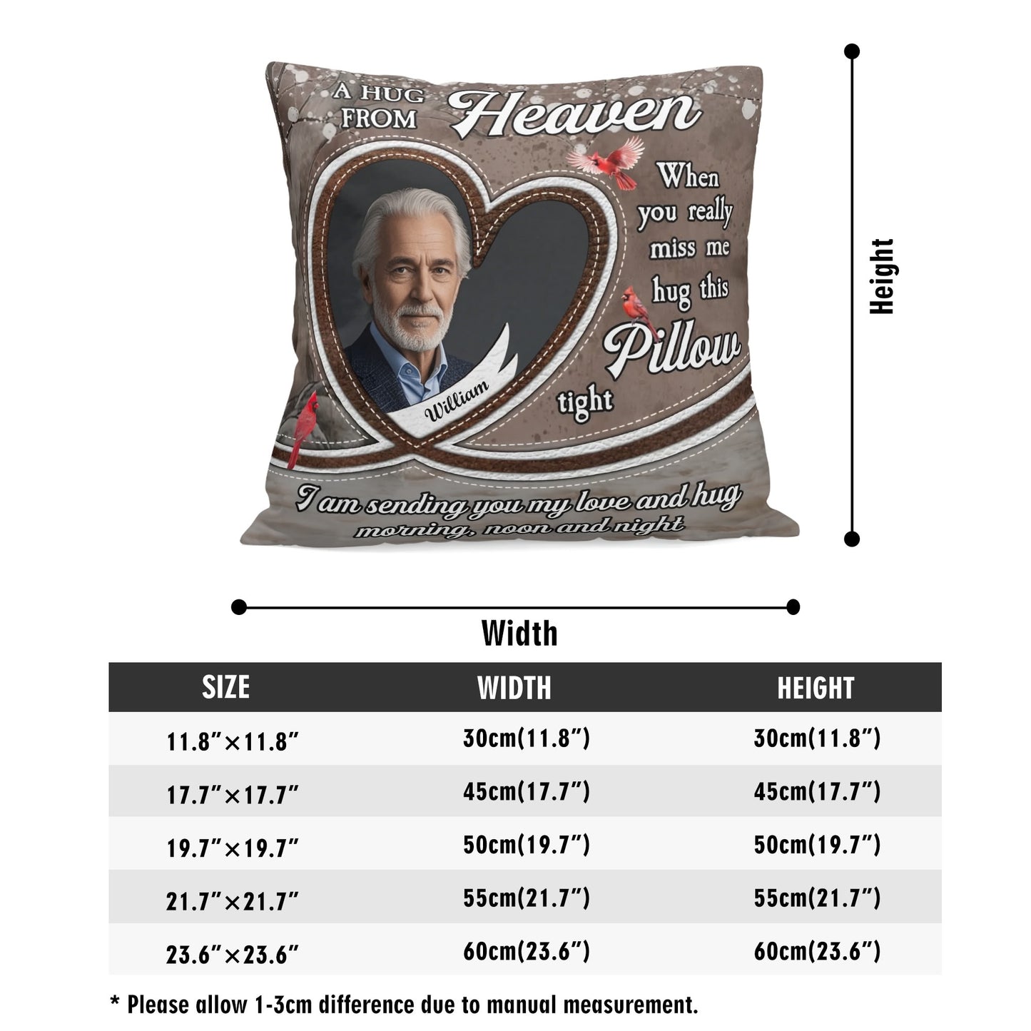A Hug From Heaven Cushion - Miss Me and Hug This Pillow Tight