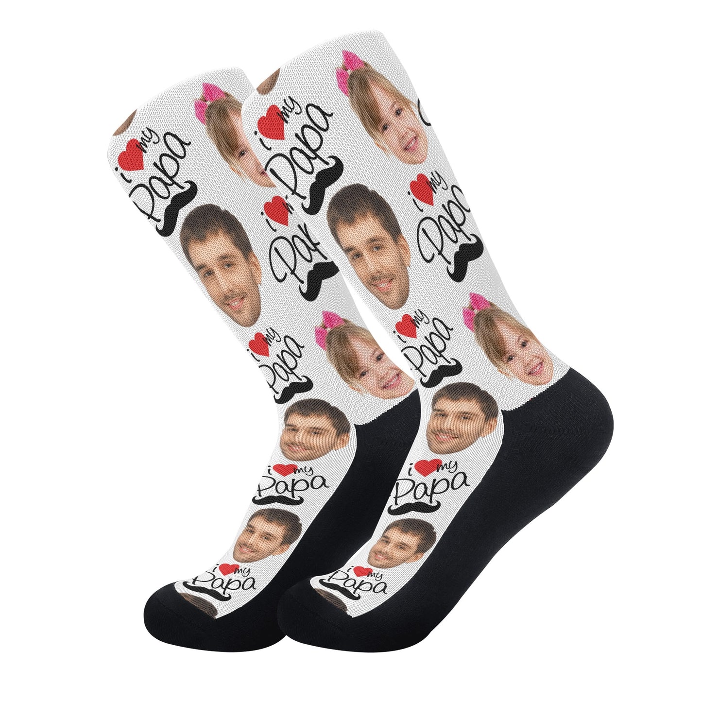 I Love Papa - Personalised Photos Crew Socks
