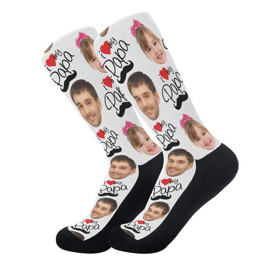 I Love Papa - Personalised Photos Crew Socks