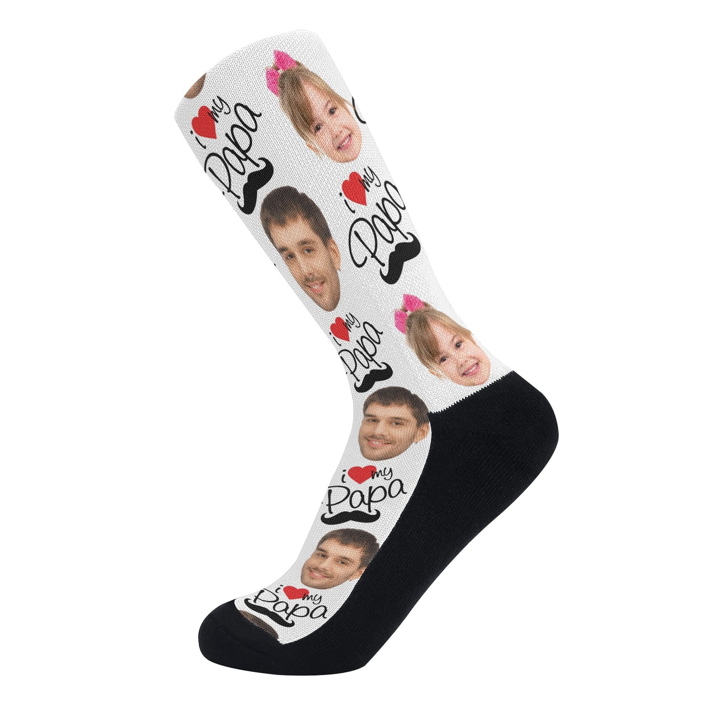 I Love Papa - Personalised Photos Crew Socks