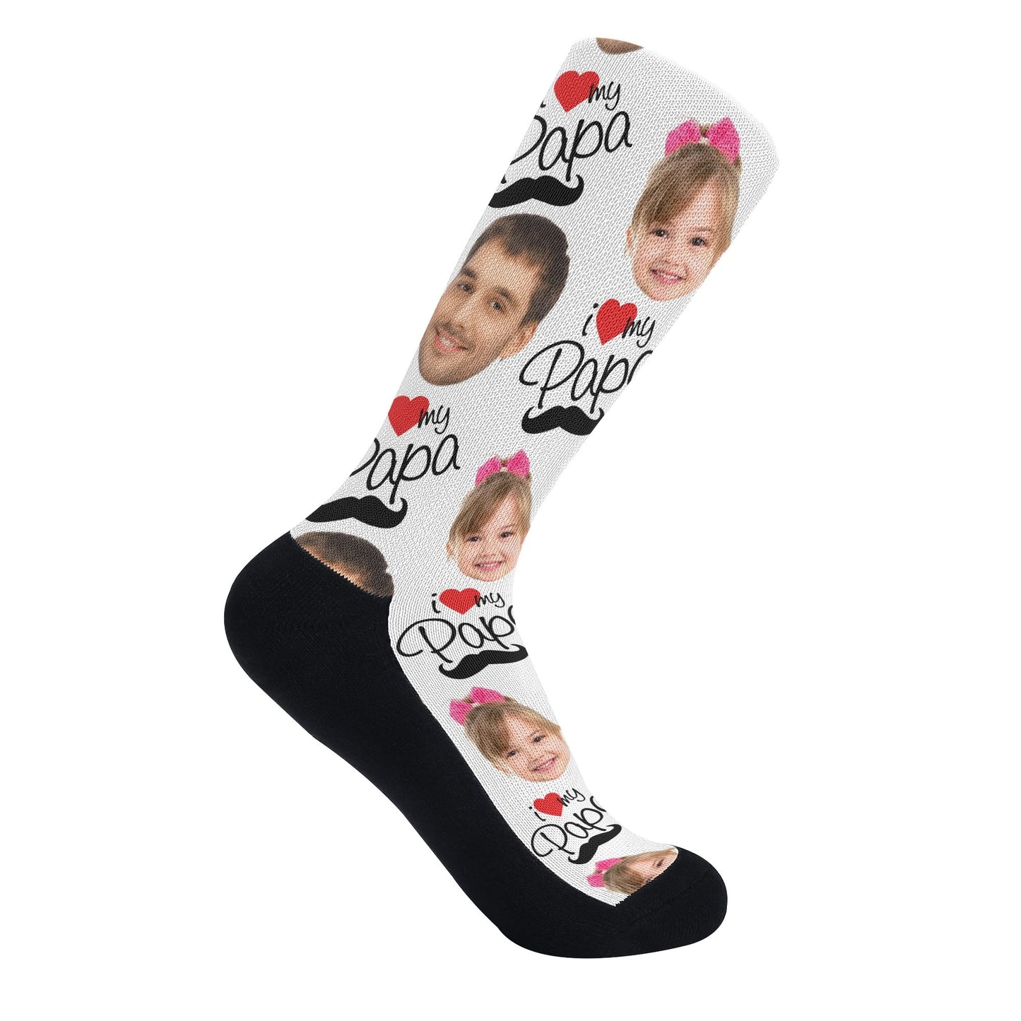 I Love Papa - Personalised Photos Crew Socks