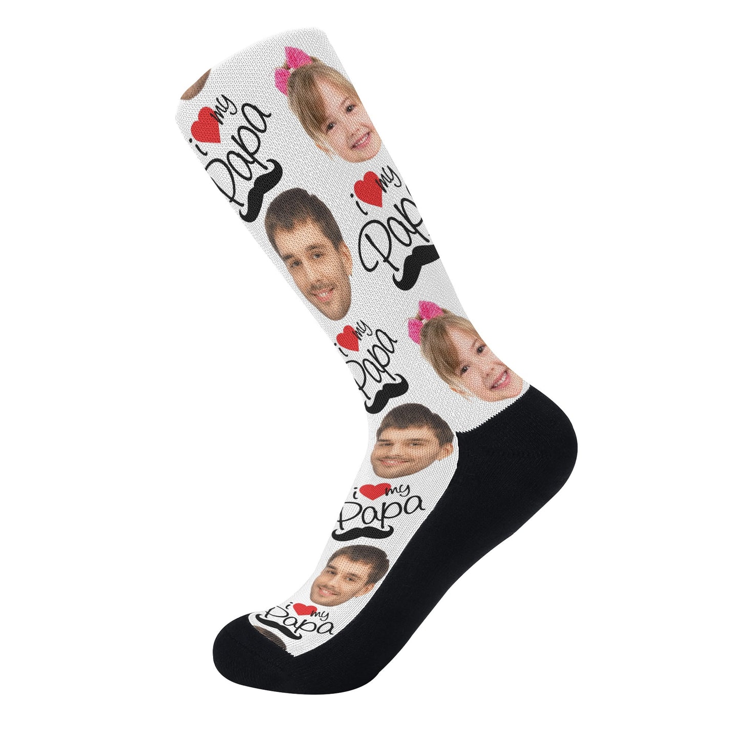 I Love Papa - Personalised Photos Crew Socks