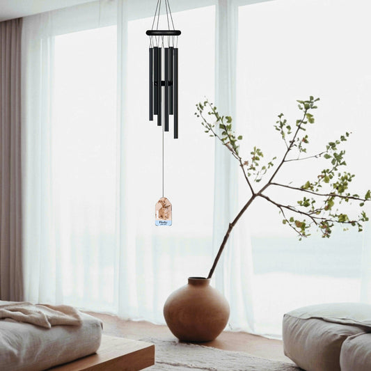 Personalized Black Memorial Wind Chimes for Pet Loss