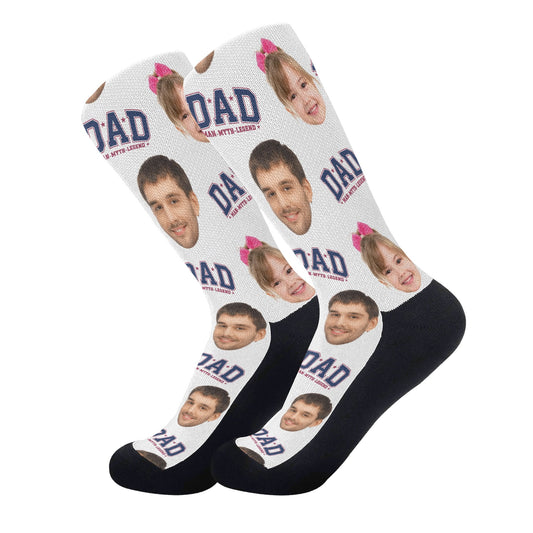 Dad The Legend Personalised Photos Crew Socks